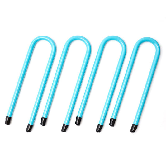 SkyBound Trampoline U-Shaped Anchor Kits - Heavy Duty Wind Stakes - Unique End-Cap Designed for Safety and Easy Install - Trampoline Accessories for Outdoor Protection - Set of 4 - Blue.