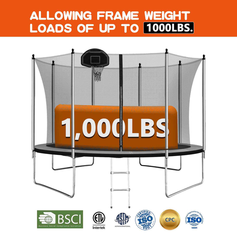trampoline allows frame weight up to 1000 lbs