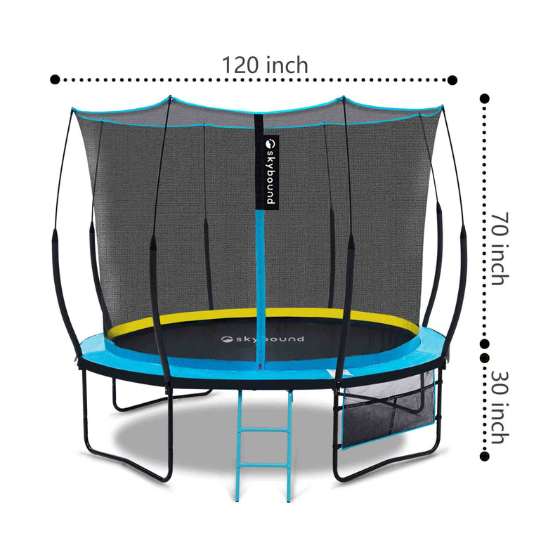10 ft trampoline size: 120inch × 100inch