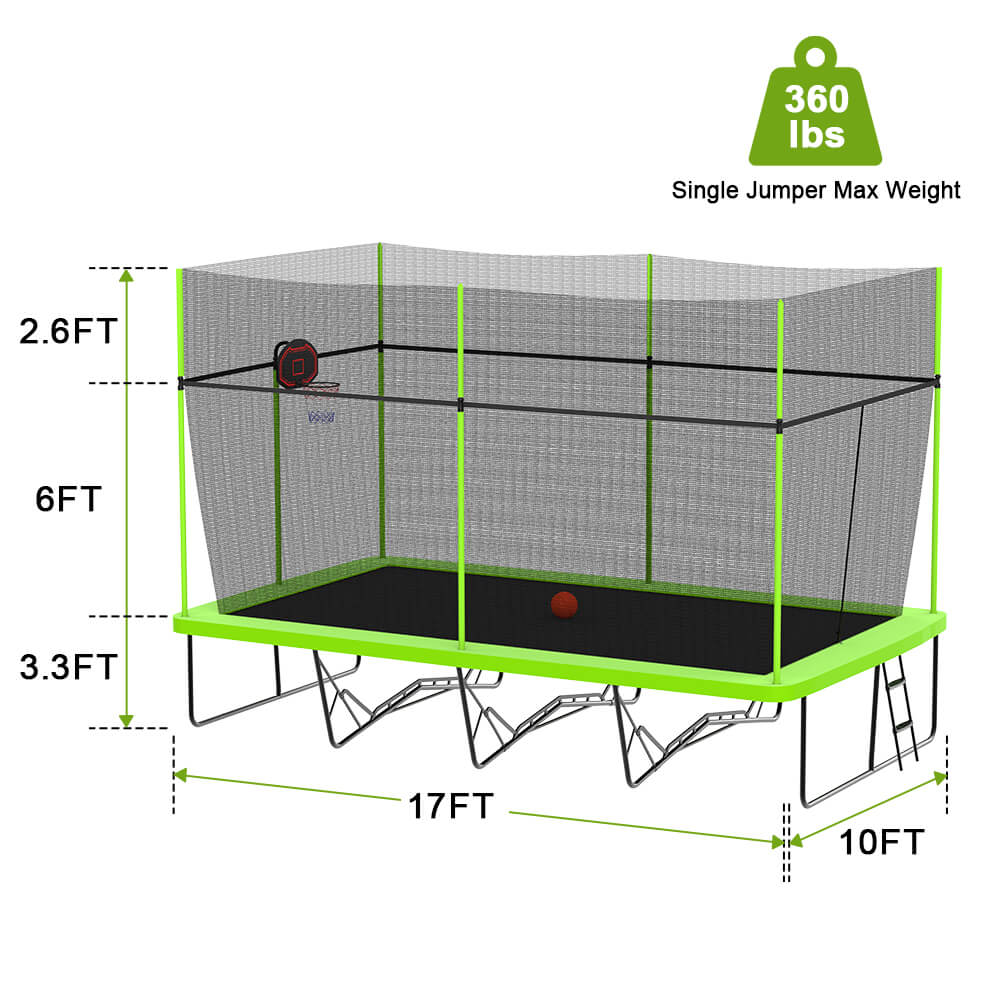 AltitudeX 10ft x 17ft Gymnastics Rectangle Trampoline - Green - SkyBound USA