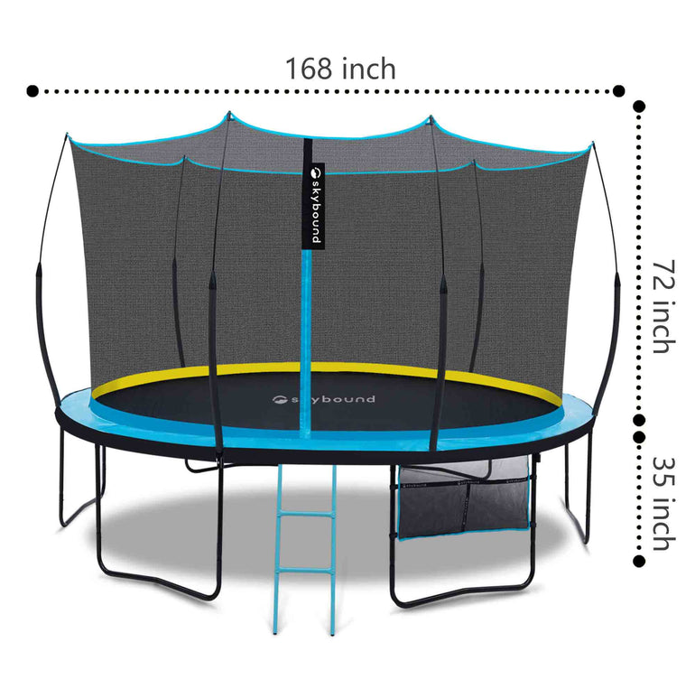 14ft trampoline size：168inch × 105inch