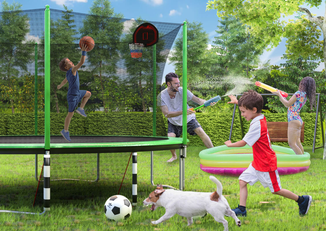 SkySoar 16ft Trampoline with soccer goal – SkyBound USA