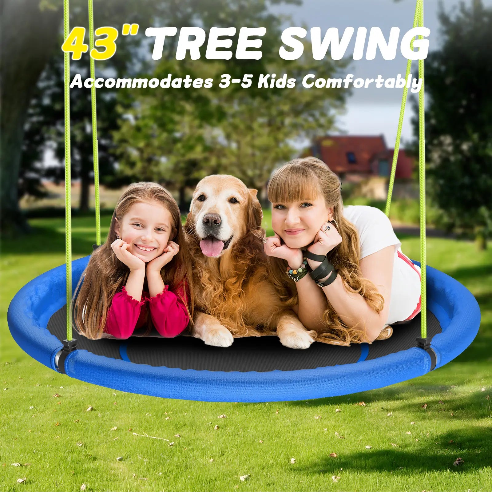 large outdoor swing accommodates 3-5 kids for backyard garden play