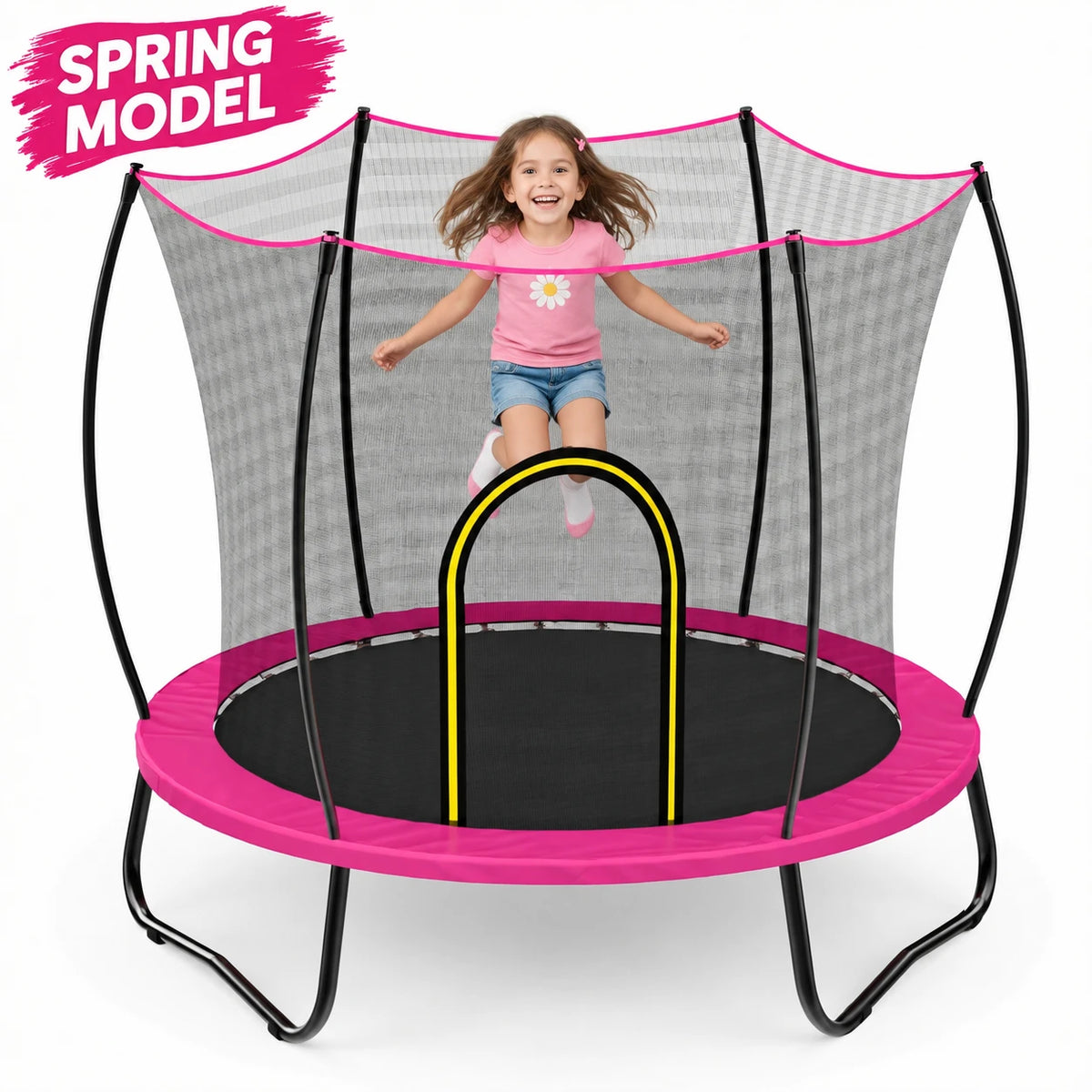 Shop SkyBound 55 Inch Toddler Spring Trampoline. Gap‑free safety enclosure, heavy‑duty galvanized steel frame, UV‑resistant net, stable U‑shaped legs for safe indoor & outdoor children play.
