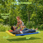 60-inch large rectangular platform swing equipped with adjustable ropes ranging from 37 to 70 inches, safe and durable design for both adults and kids backyard leisure play.