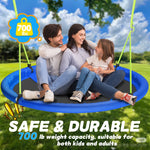 Heavy-duty circular saucer tree swing supports up to 700 lbs, safe and durable, fits children and adults, ideal outdoor hanging swing for family backyard activities.