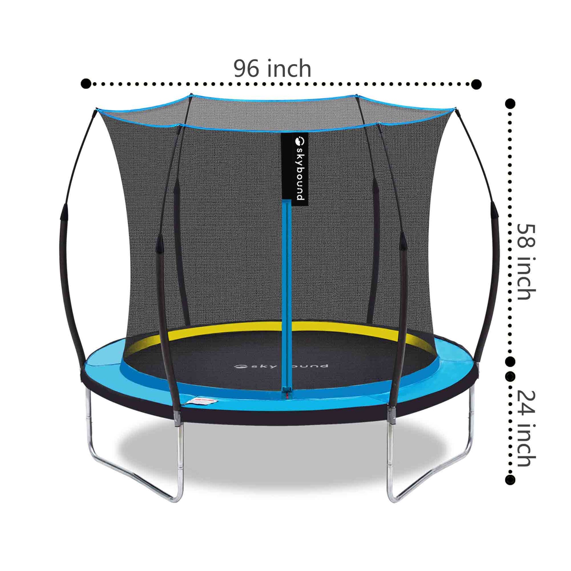 8ft trampoline size: 96inch × 82inch