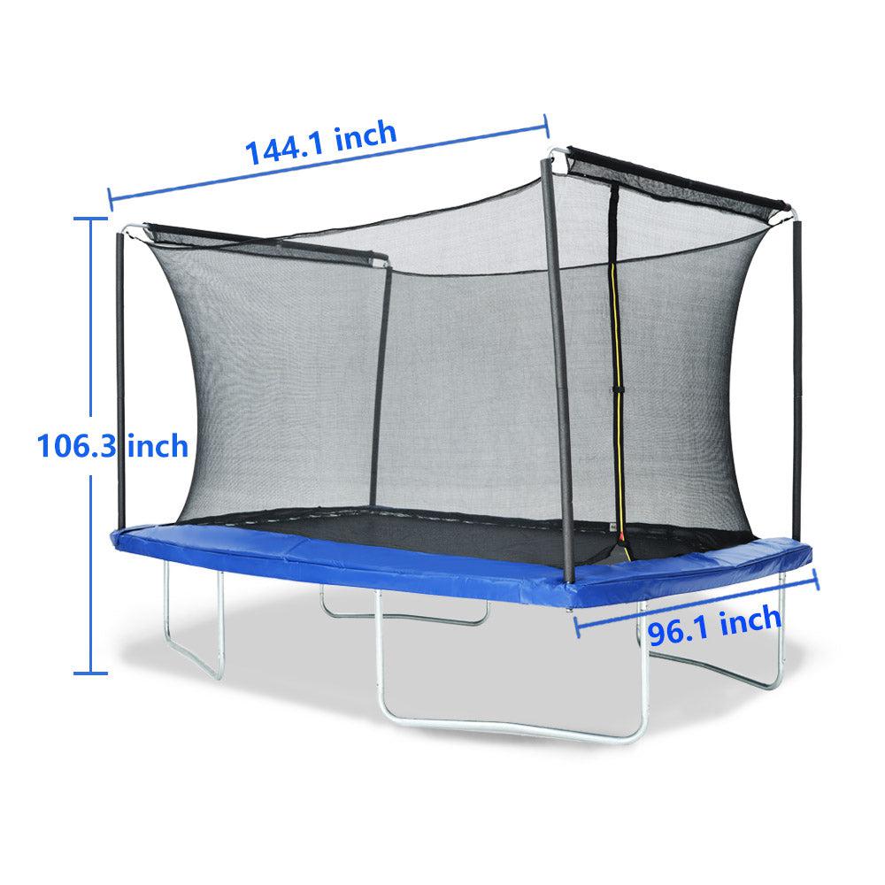 8ftx12ft rectangle trampoline size:144.1inch×106.3inch×96.1inch
