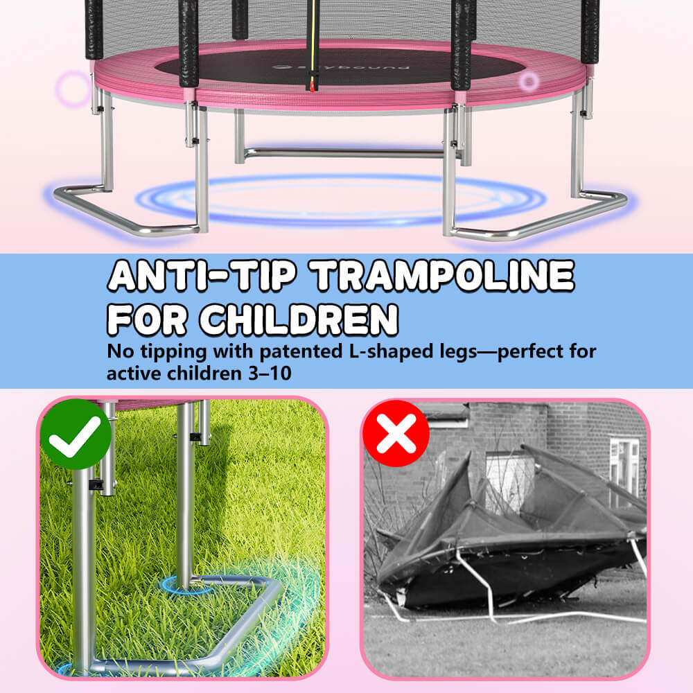 Skybound 8ft L-Shaped Legs trampoline Pink