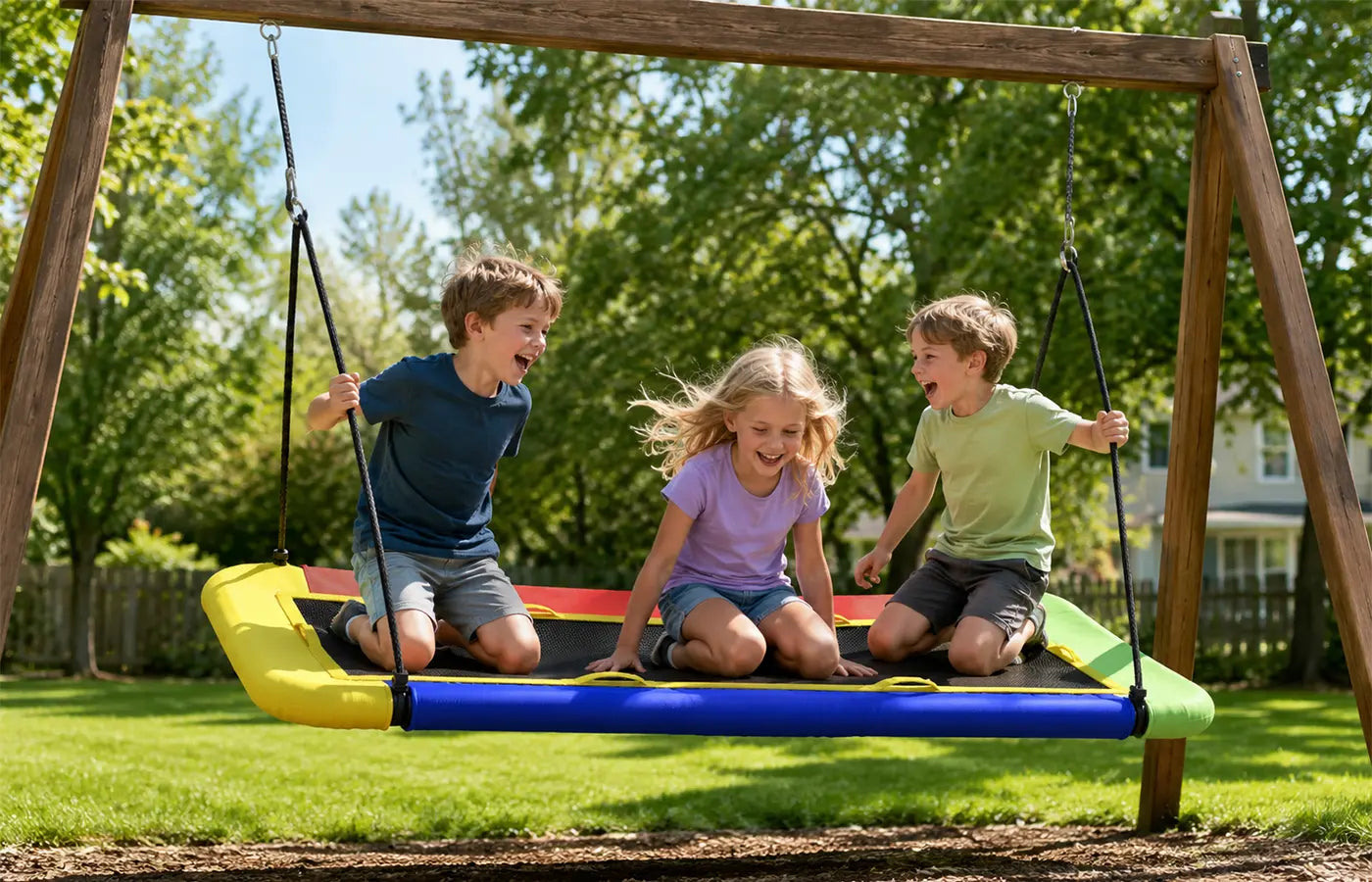 This isn't just a swing—it's a childhood companion. Built tough and designed for all ages, from toddlers to older kids. So they can enjoy swinging year after year, and stay excited about playing outside.