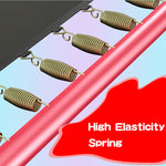 Premium high elasticity trampoline springs, gold-colored steel coils attached to trampoline mat and red frame, providing flexible rebound