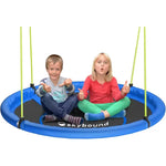SkyBound circular saucer swing offers ample space for multiple children, durable outdoor hanging swing ideal for backyard tree play and kids outdoor activities