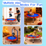 Enjoy endless fun with this multi-use SkyBound mini trampoline. Great for kids’ exercise, quiet time, and pet lounging—ideal for home and backyard use.