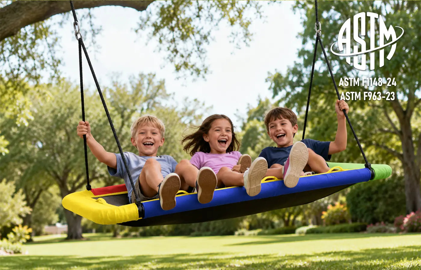 Safety is what we lead with. Our swing sets meet ASTM F963 and F1148.We test every single unit for lead, heavy metals, and flammability. At the end of the day, we just want to build outdoor equipment parents can trust and kids can enjoy safely.