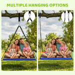 Colorful rectangular platform swing comes with multiple hanging setup solutions, flexible installation modes for tree mounting, suitable for family outdoor leisure and play.
