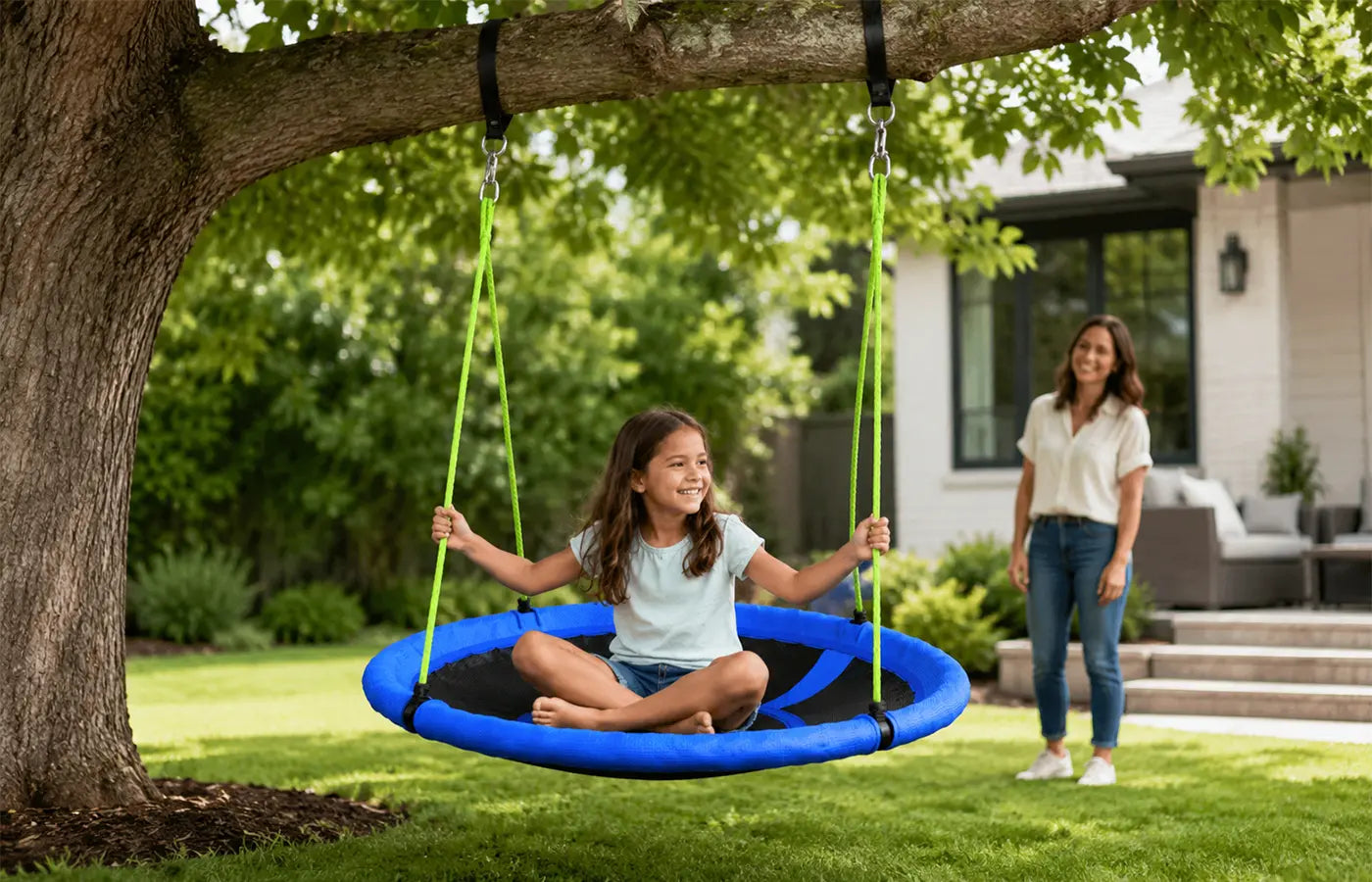 Safety's always our top priority. We follow strict standards and run full ASTM tests—heavy metals, lead, flammability, all of it. Every detail is designed to cut down risks. We use strong multi-strand ropes, tough premium fabric, and a solid frame for better stability and fewer surprises. Bottom line: we make reliable, kid-safe swings, so parents can have more peace of mind.