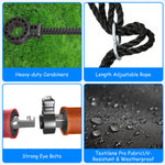 Premium accessories for saucer tree swing, featuring heavy‑duty carabiners, adjustable‑length ropes, sturdy eye bolts and UV‑resistant weather‑proof Textilene fabric for long‑time outdoor use.