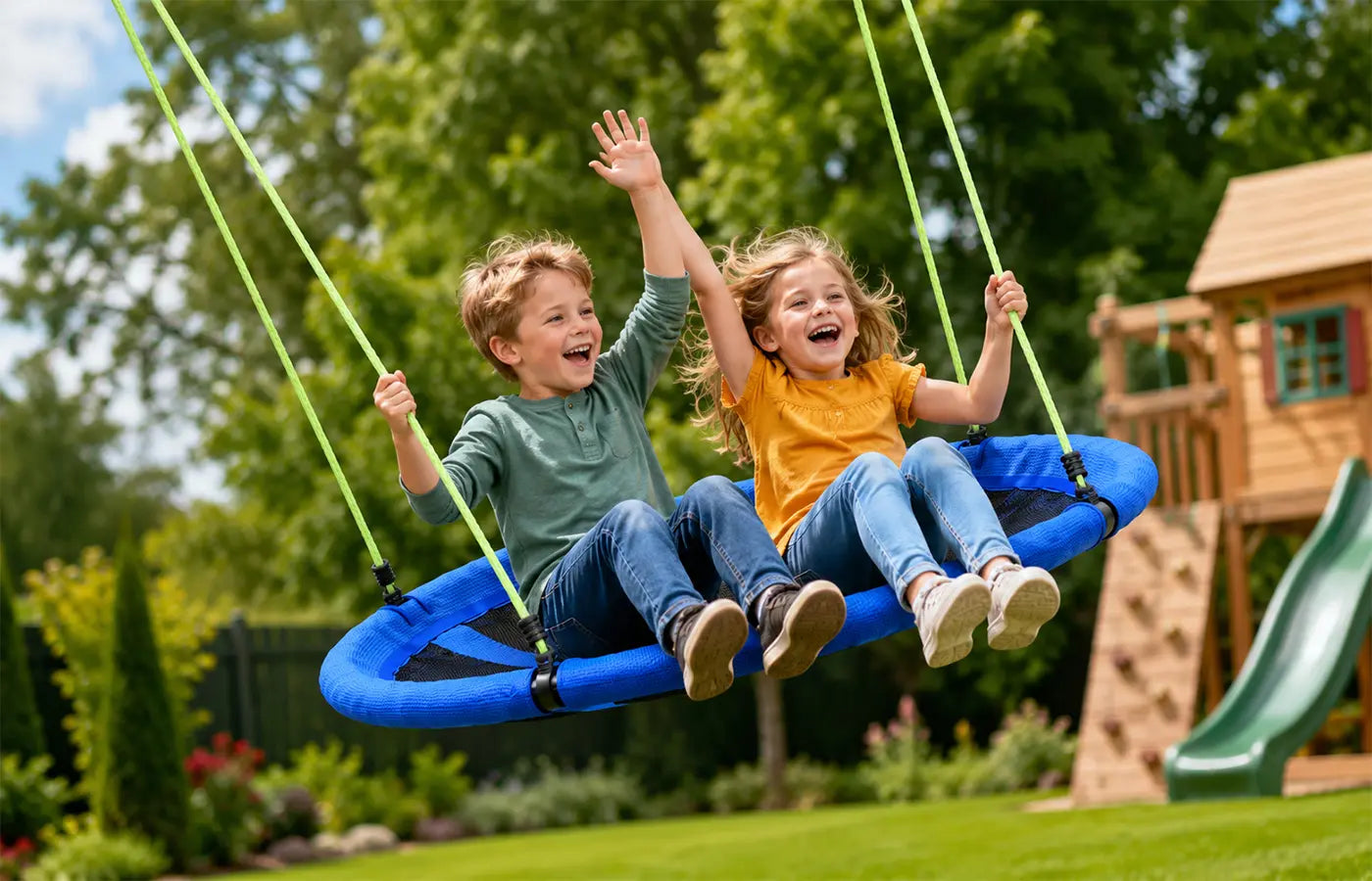This isn't just a swing—it's a childhood companion. Built tough and designed for all ages, from toddlers to older kids. So they can enjoy swinging year after year, and stay excited about playing outside.