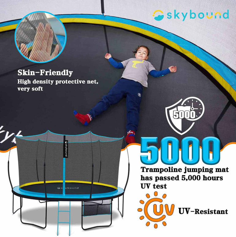 SkyBound Skylift 10ft Trampoline outdoor jumping mat has passed 5000hours UV test