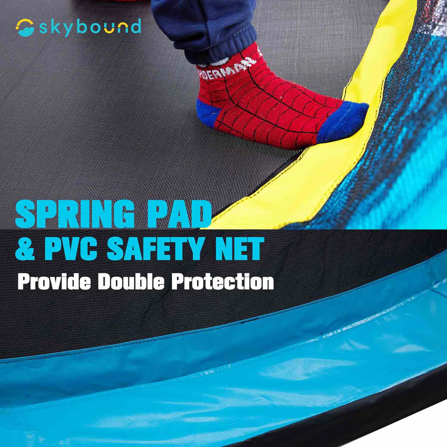 SkyBound kids Trampoline Spring PAD and PVC Safety Net Provide Double Protection