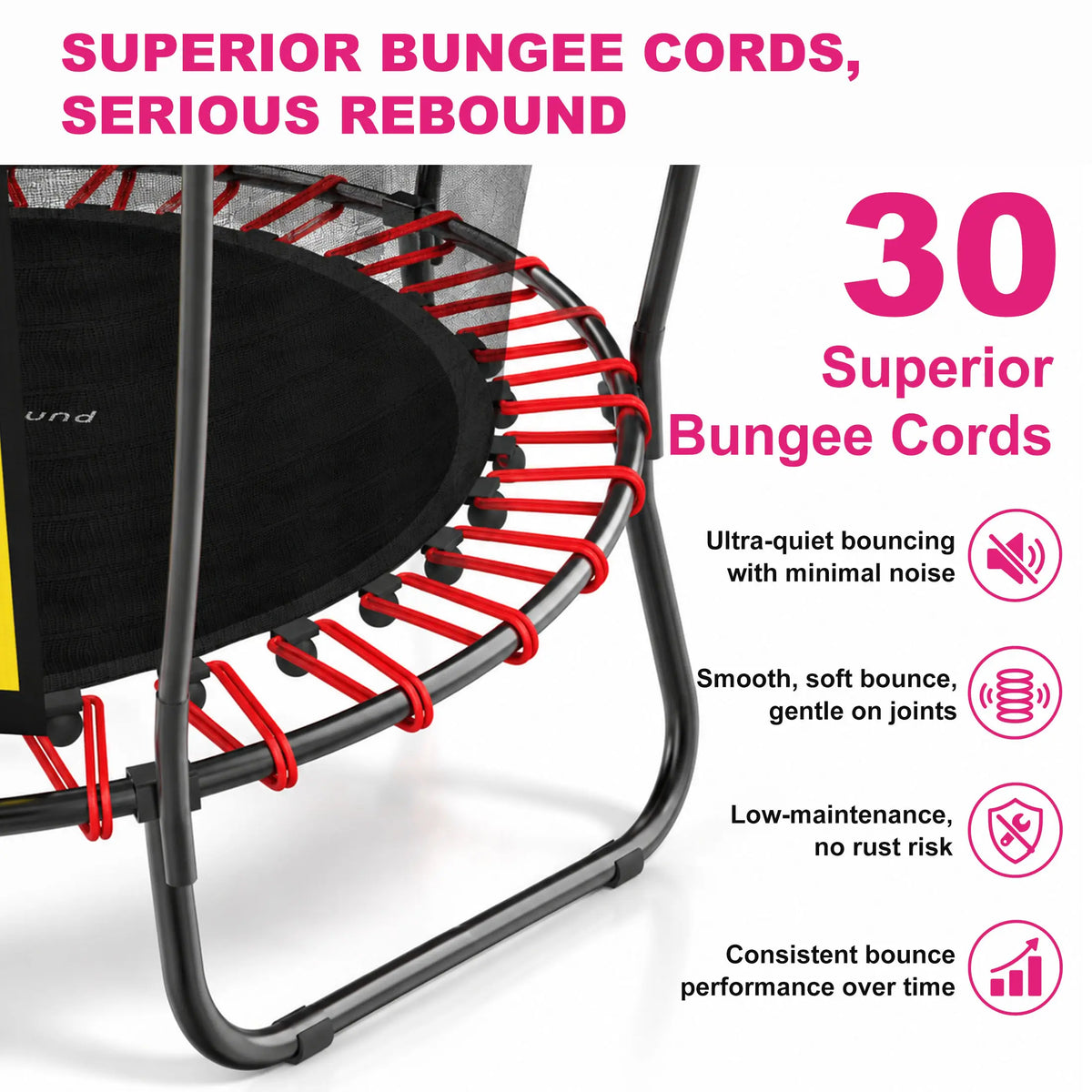 Heavy‑duty 30 bungee cords for kids trampoline, low‑maintenance rust‑free, stable long‑lasting bounce performance