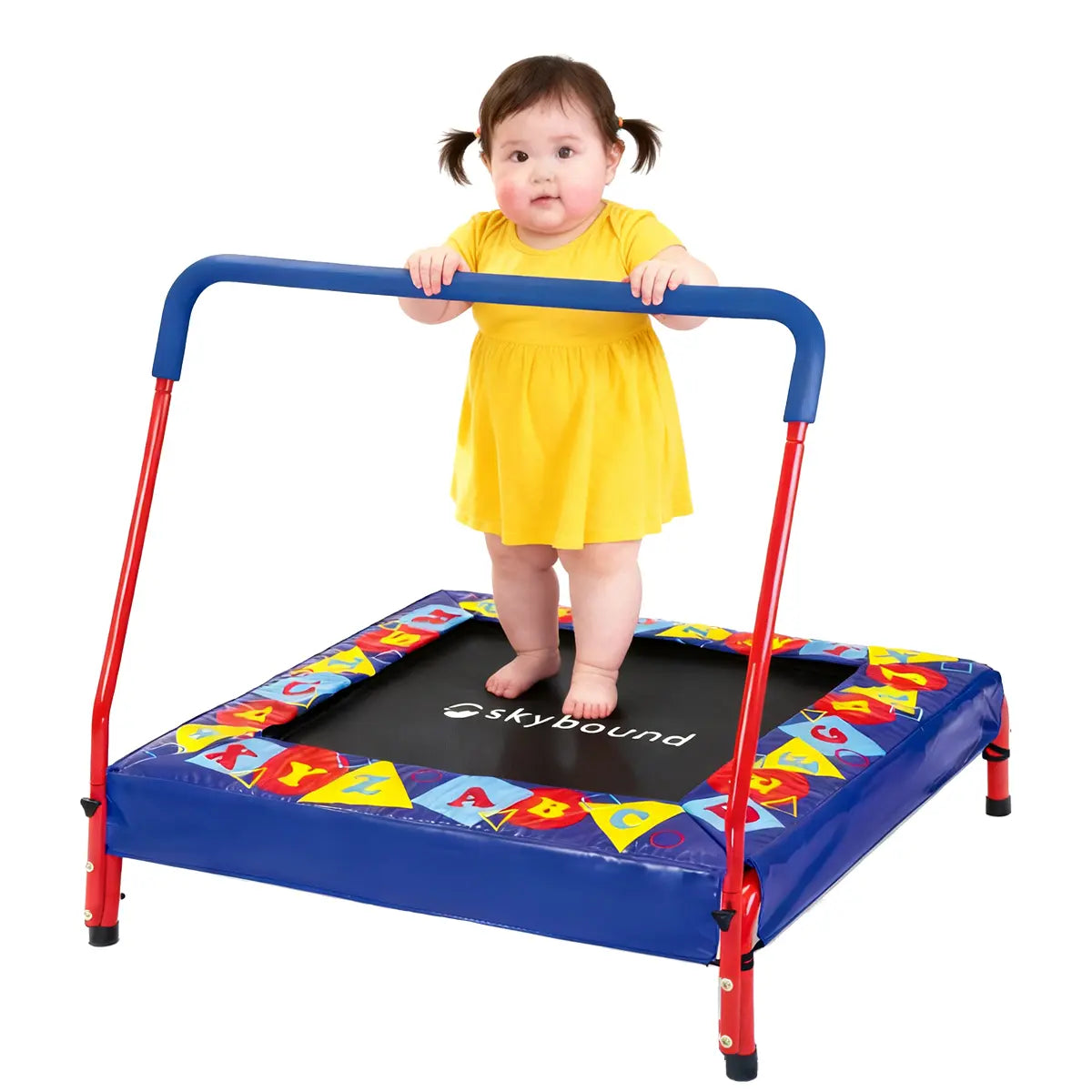 36-inch square mini trampoline with cute printed pattern for stylish kids play