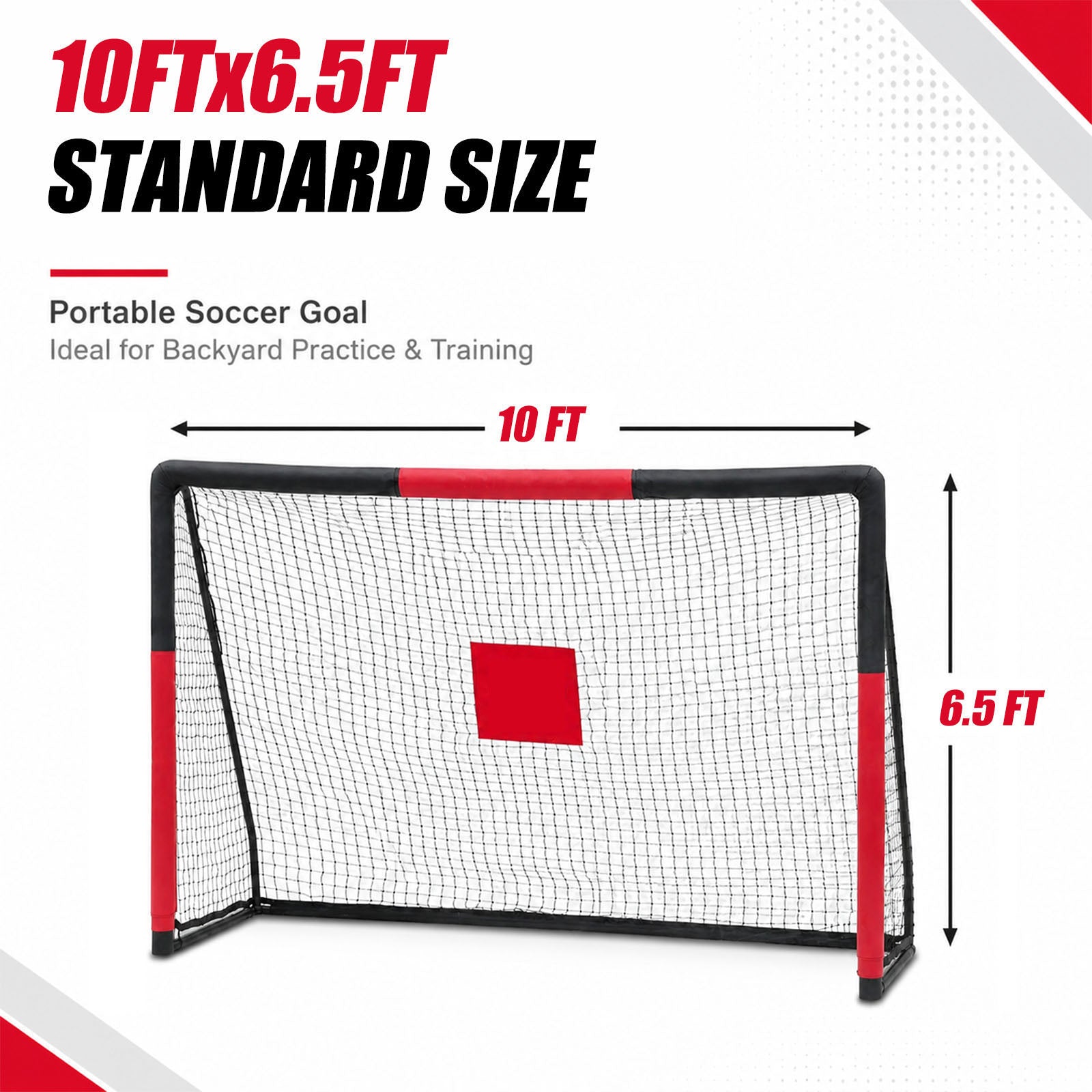 Skybound 10FT x 6.5FT compact portable soccer goal play anywhere, mini foam wrapped training goal for toddler kids indoor play, backyard and small park casual soccer games