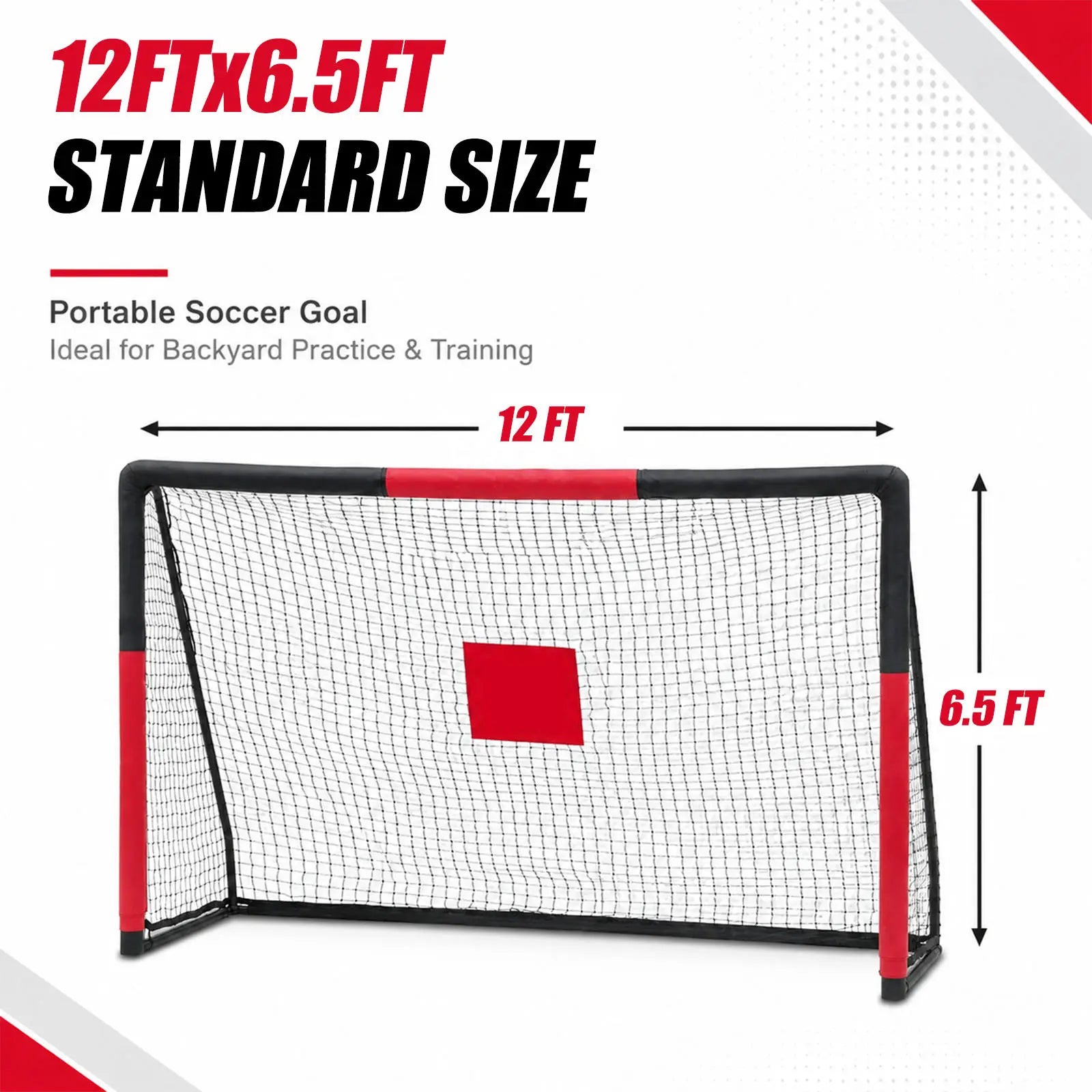 Skybound 12FT x 6.5FT compact portable soccer goal play anywhere, mini foam wrapped training goal for toddler kids indoor play, backyard and small park casual soccer games