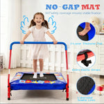 Skybound kids trampoline with no-gap mat, foam handlebar, 3-layer thickened pad, extra elastic straps, and 6 upgraded sewing lines, toddler jumping safely indoors