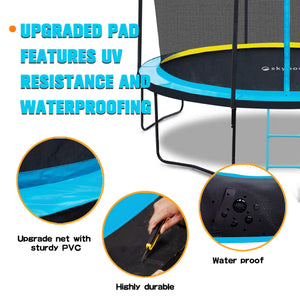 Skyrise trampoline features upgraded pad with UV resistance and waterproofing
