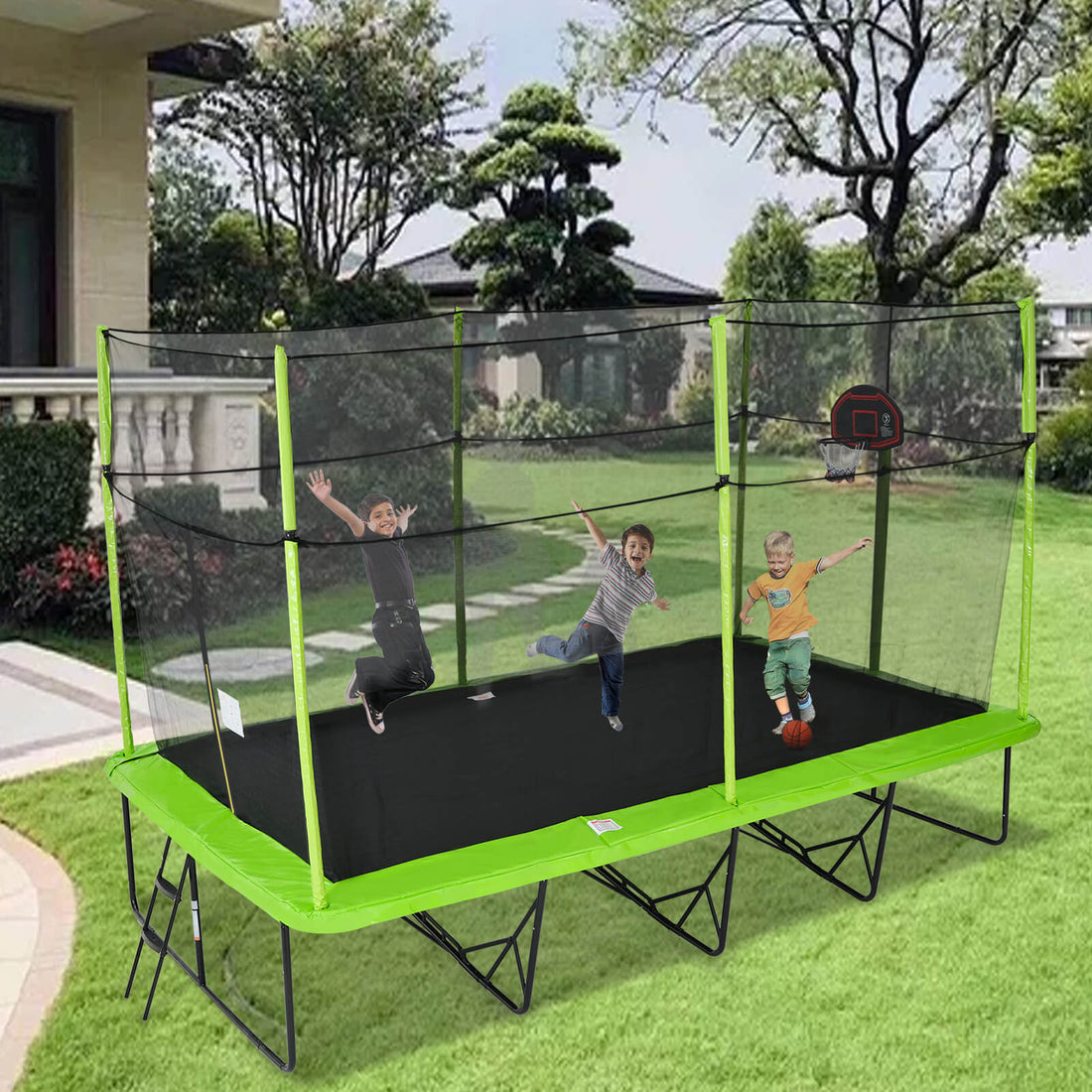 Small Rectangular Trampoline AltitudeX 10ft x 17ft Gymnastics Rectangle Trampoline - Green ...