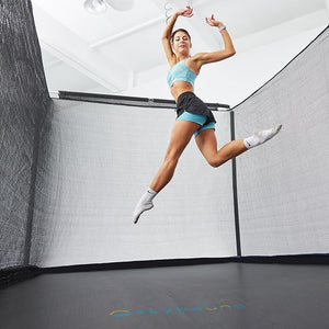 a women jump on the 8FTx12FT trampoline
