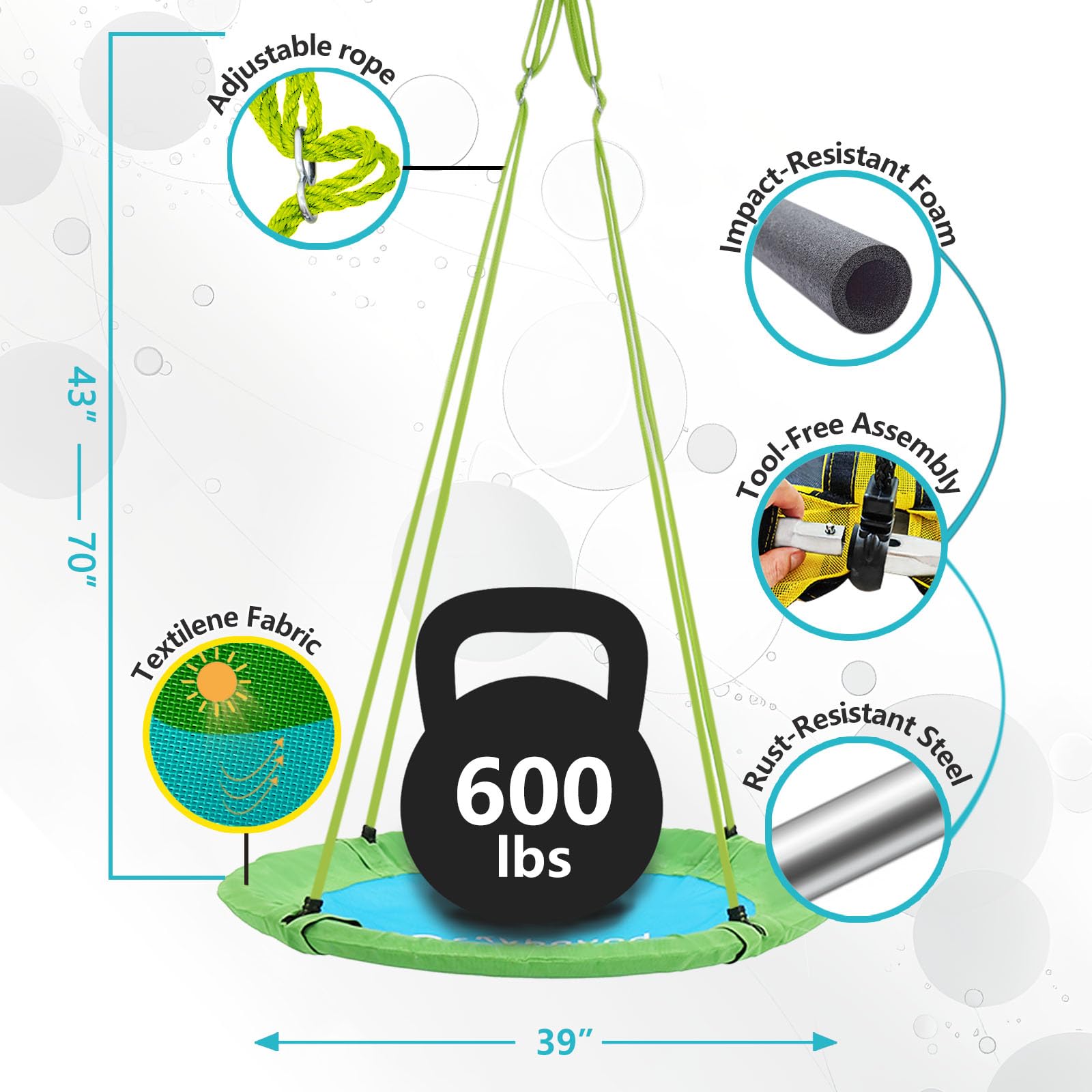 SkyBound 39 Inch Tree Swing - Green/Blue - SkyBound USA