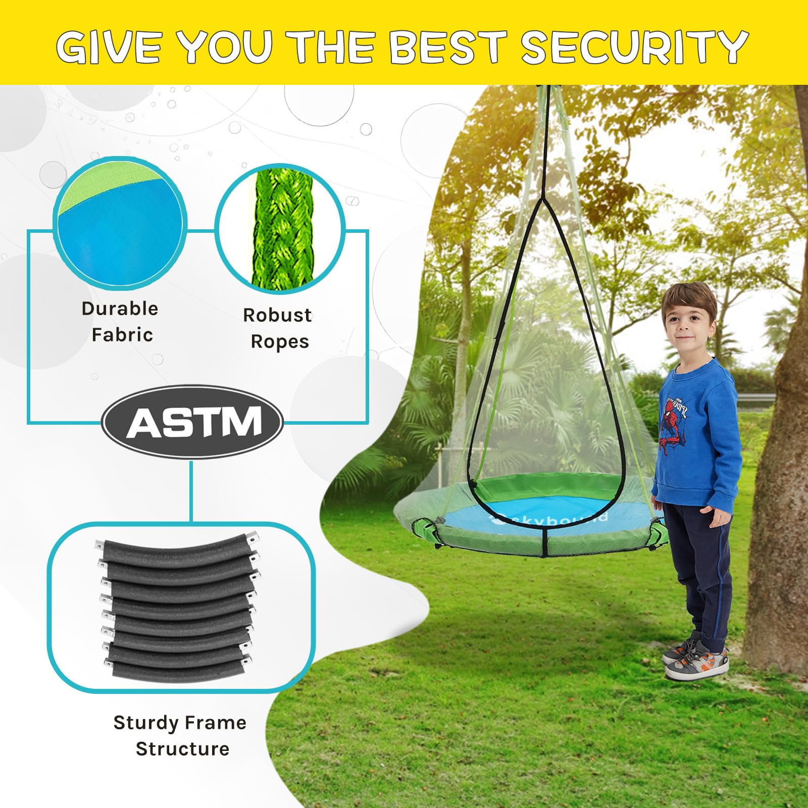 SkyBound 39 Inch Tree Swing - Green/Blue - SkyBound USA