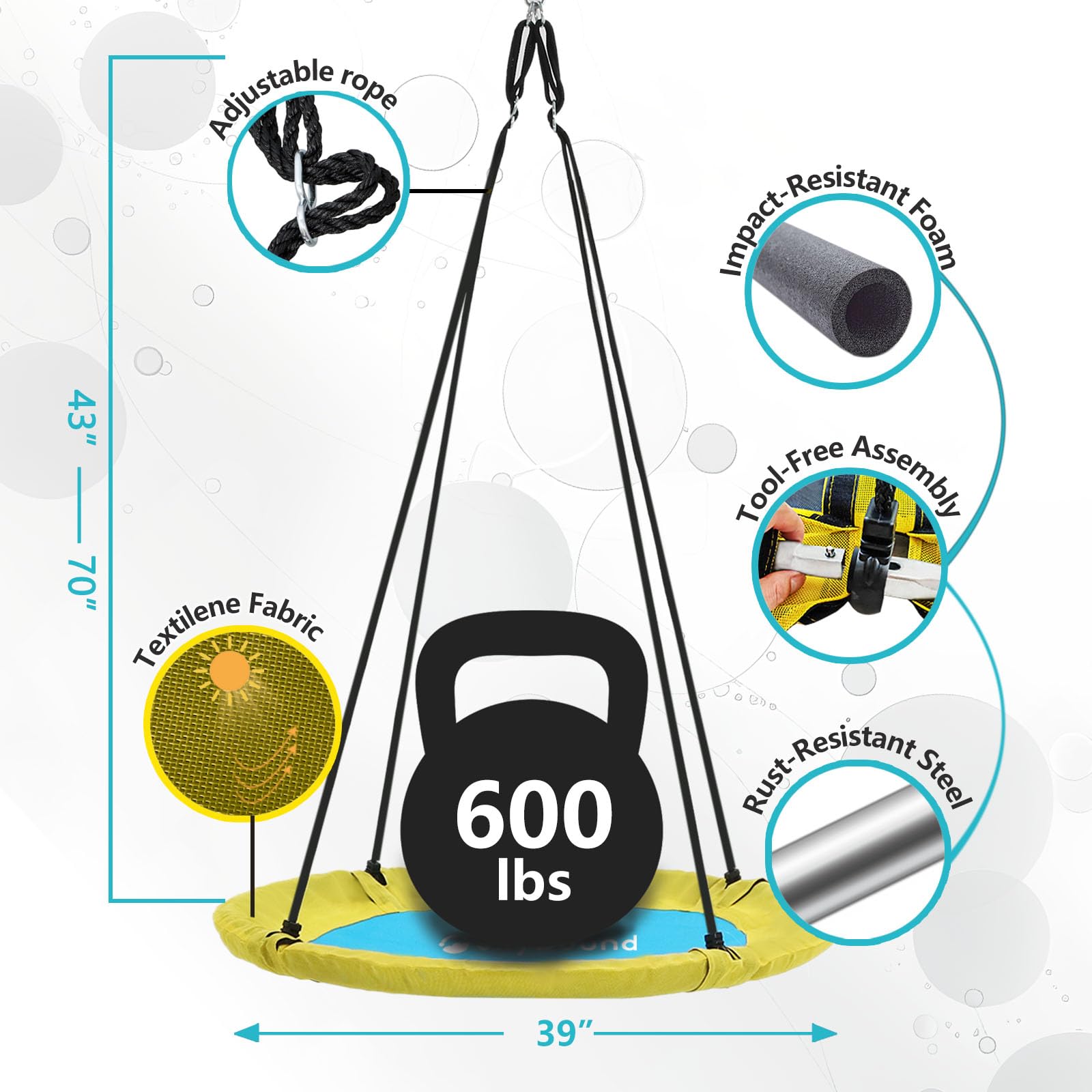 SkyBound 39 Inch Tree Swing - Yellow/Blue - SkyBound USA