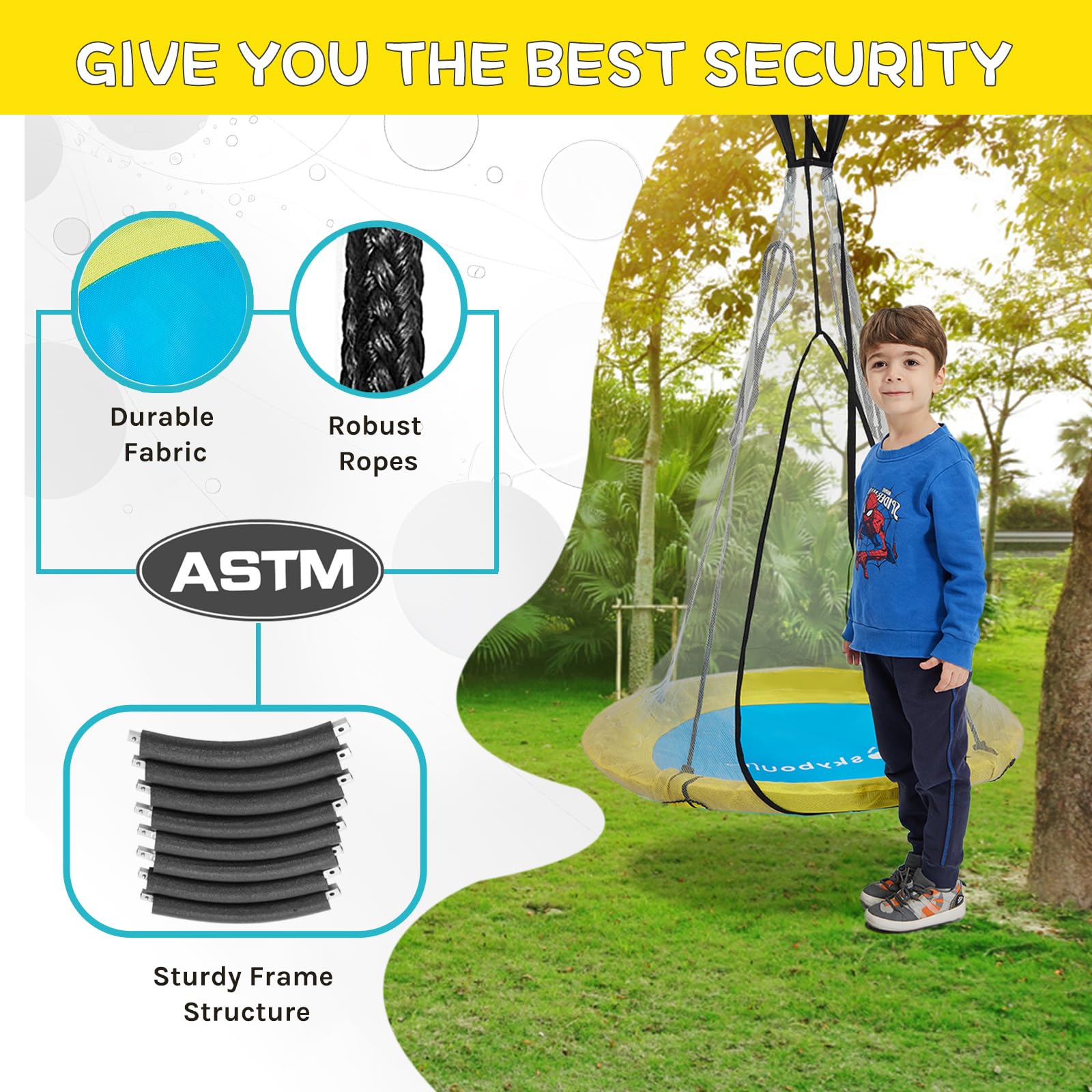 SkyBound 39 Inch Tree Swing - Yellow/Blue - SkyBound USA