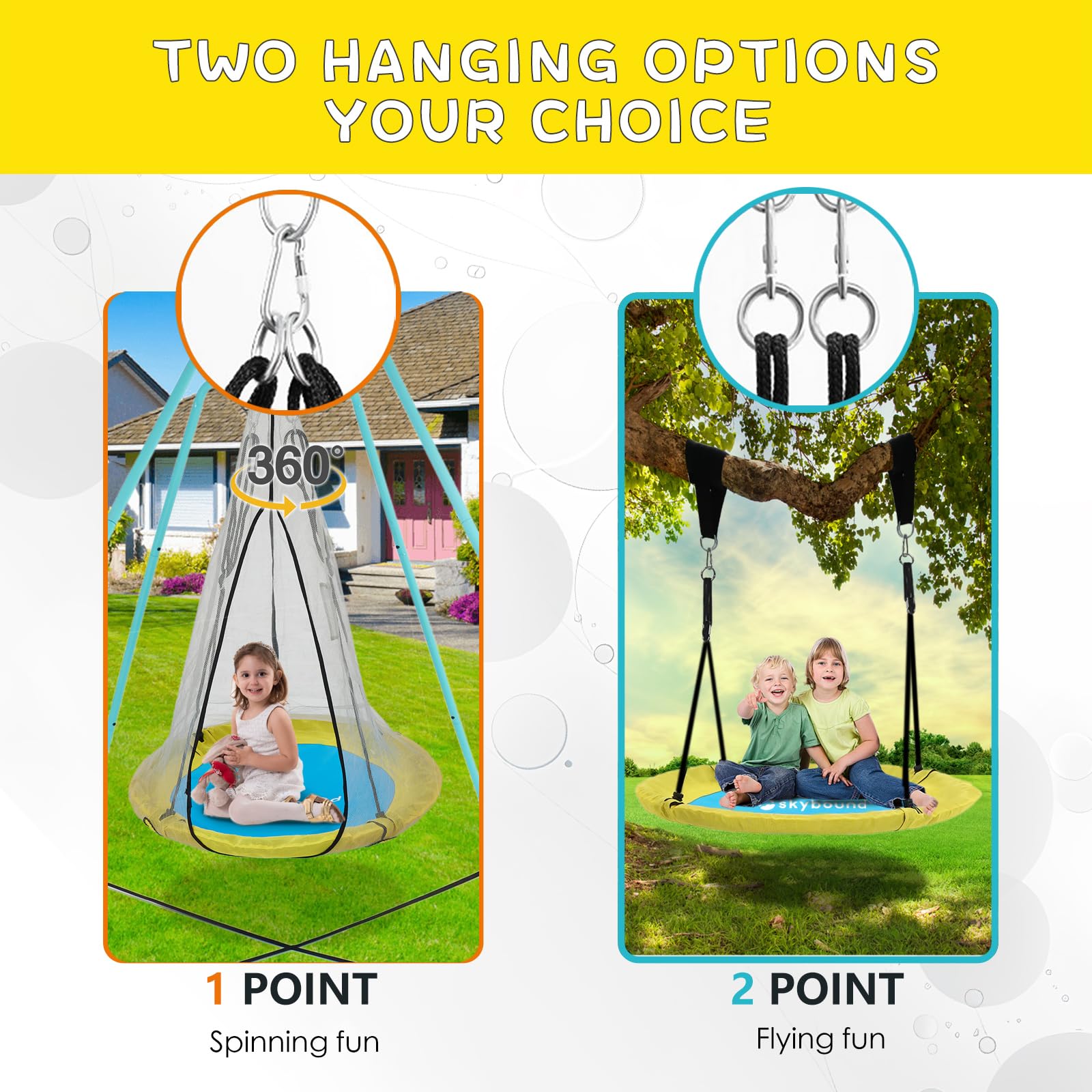 SkyBound 39 Inch Tree Swing - Yellow/Blue - SkyBound USA