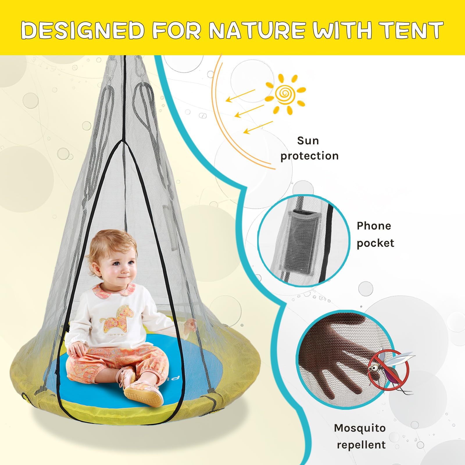 SkyBound 39 Inch Tree Swing - Yellow/Blue - SkyBound USA