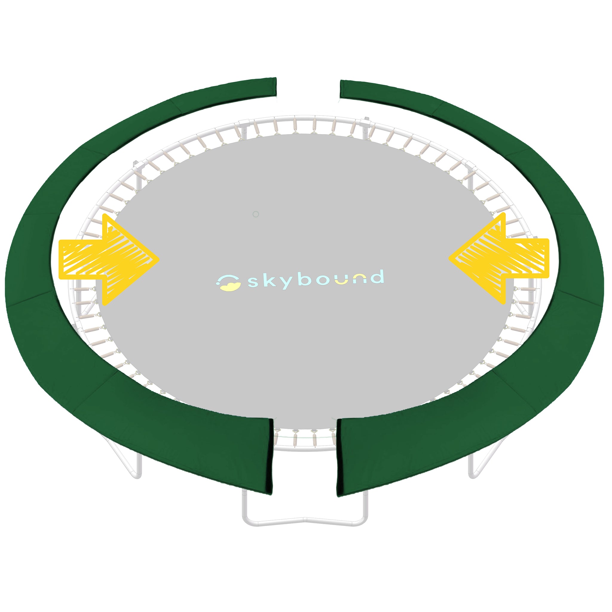SkyBound 12 Foot Universal Replacement Trampoline Safety Pad - Two Pieces Design for Easy Installation - Dark Green Spring Cover Fits Up to 7 Inch Springs - Quick-Install.
