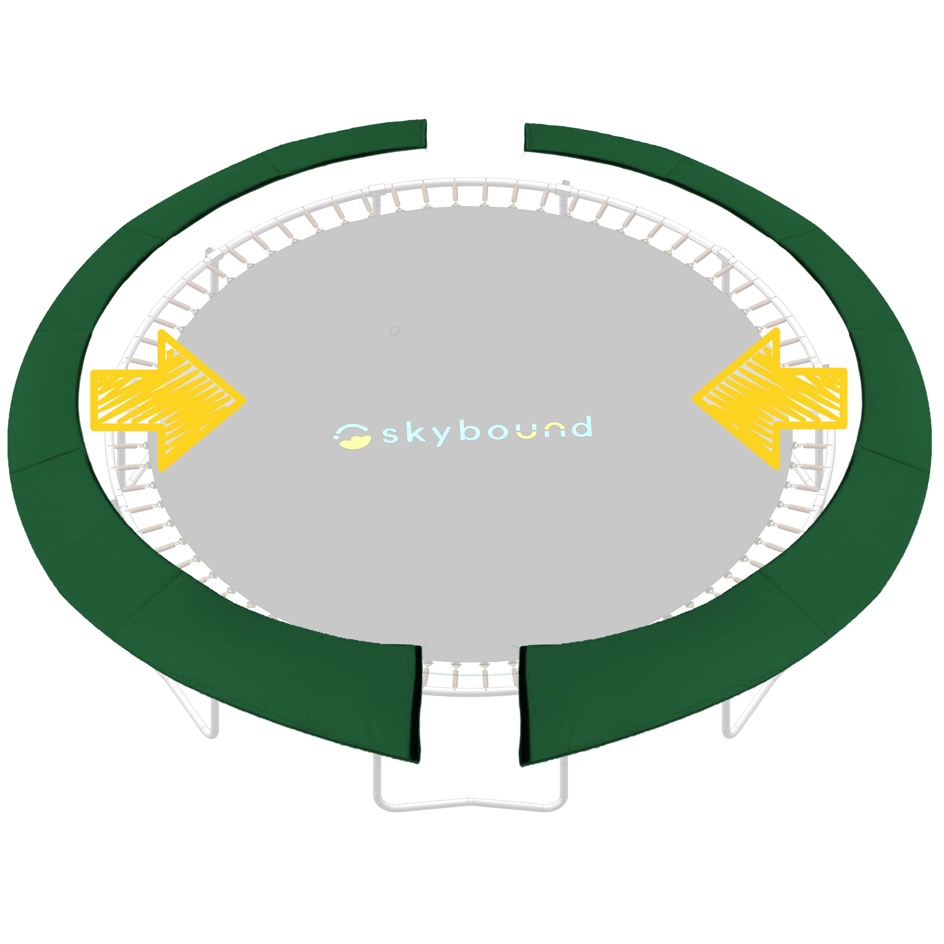 SkyBound 15 Foot Universal Replacement Trampoline Safety Pad - Two Pieces Design for Easy Installation - Dark Green Spring Cover Fits Up to Inch Springs - Quick-Install.