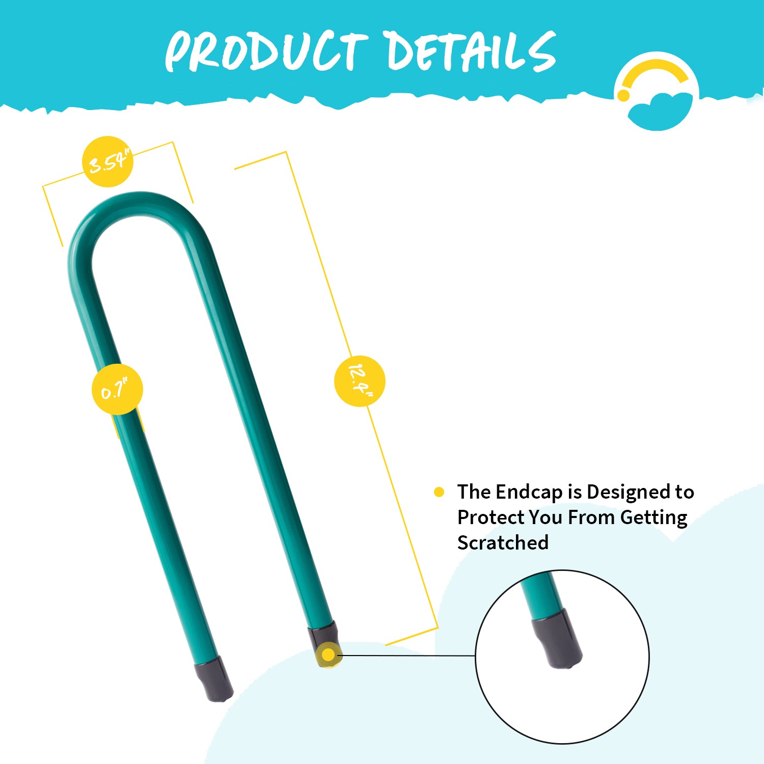 Product Details: Height of U-Shaped Anchor 12.4", Length is 3.54", Thickness of U-Shape Anchor Kit is 0.7". The Endcap is Designed to Protect You From Getting Scratched.