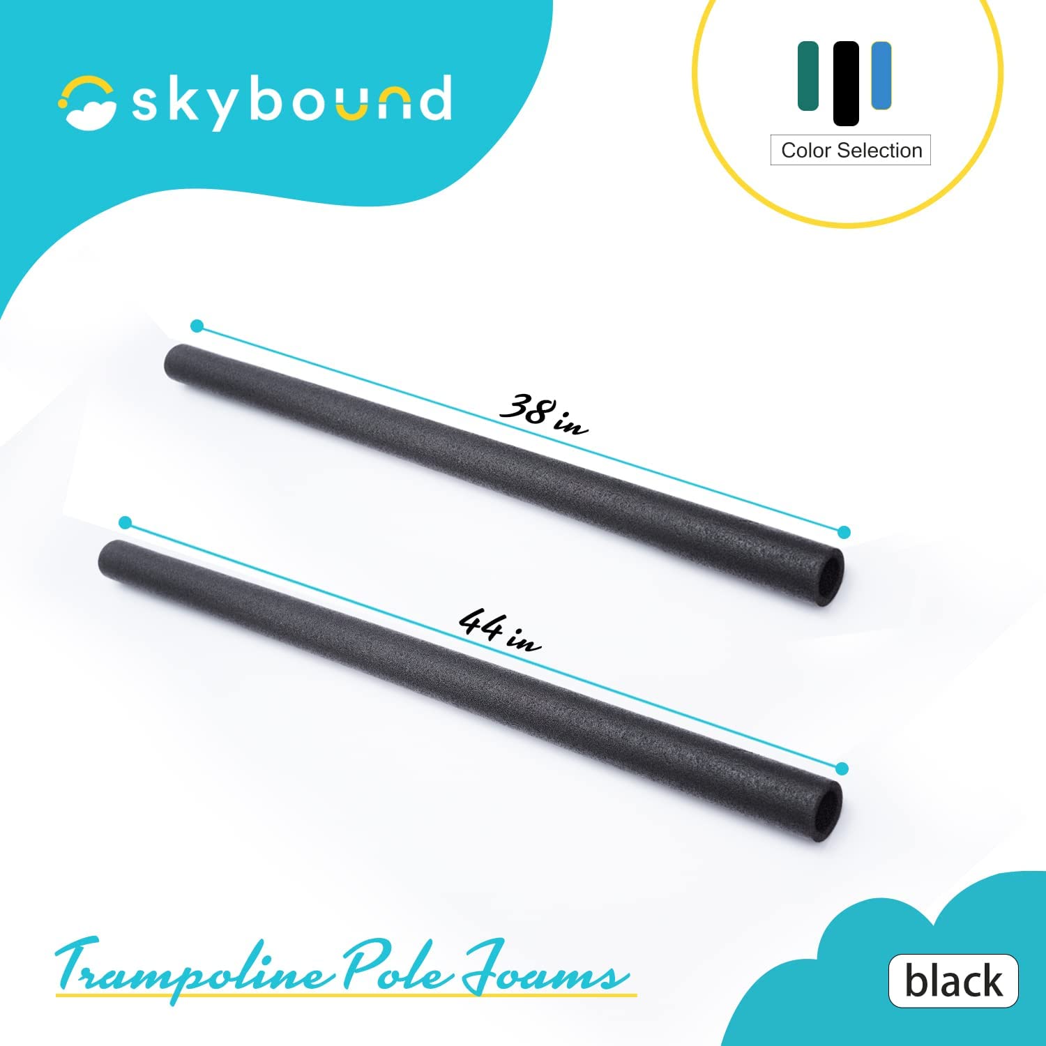 SkyBound Replacement Trampoline Enclosure Foam - Trampolines Poles Cover - Protective Poles Cover Tube Set for Safety Protection - Set of 12 - Black - SkyBound USA