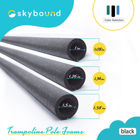 SkyBound Replacement Trampoline Enclosure Foam - Trampolines Poles Cover - Protective Poles Cover Tube Set for Safety Protection - Set of 12 - Black