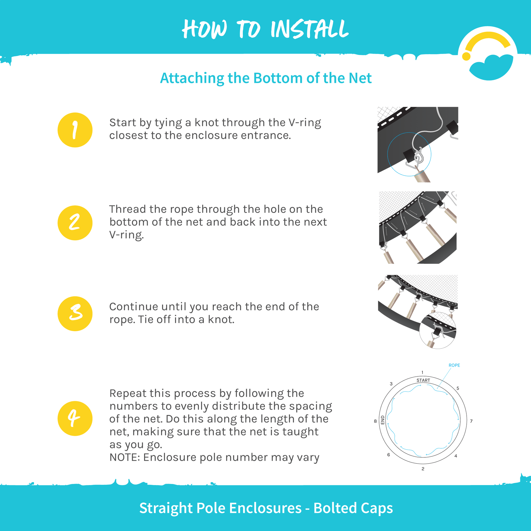 Enclosure Net for 14ft Trampolines - Fits 6 Straight Poles