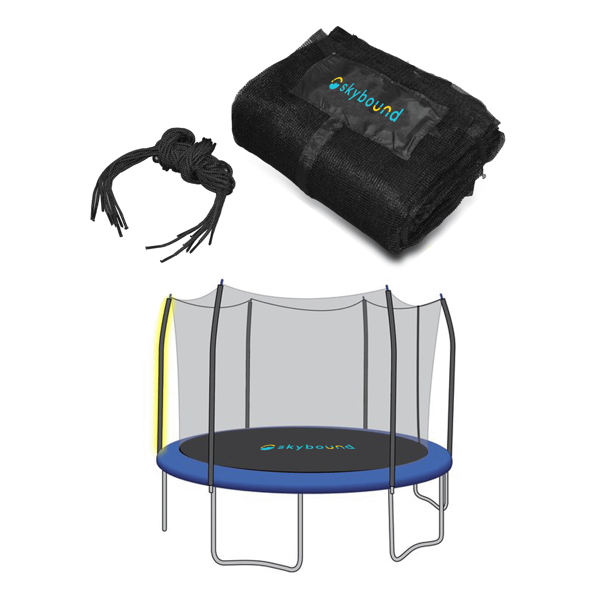 Enclosure Net for 15ft Trampolines Fits 6 Straight Curved Poles