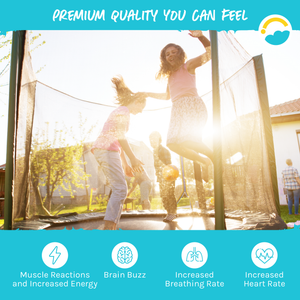Kids jumping on Trampoline. Premium Quality you can Feel: Product will helps with Muscle Reactions and Increased Energy, Brain Buzz, lncreased Breathing Rate, and Increased Heart Rate.