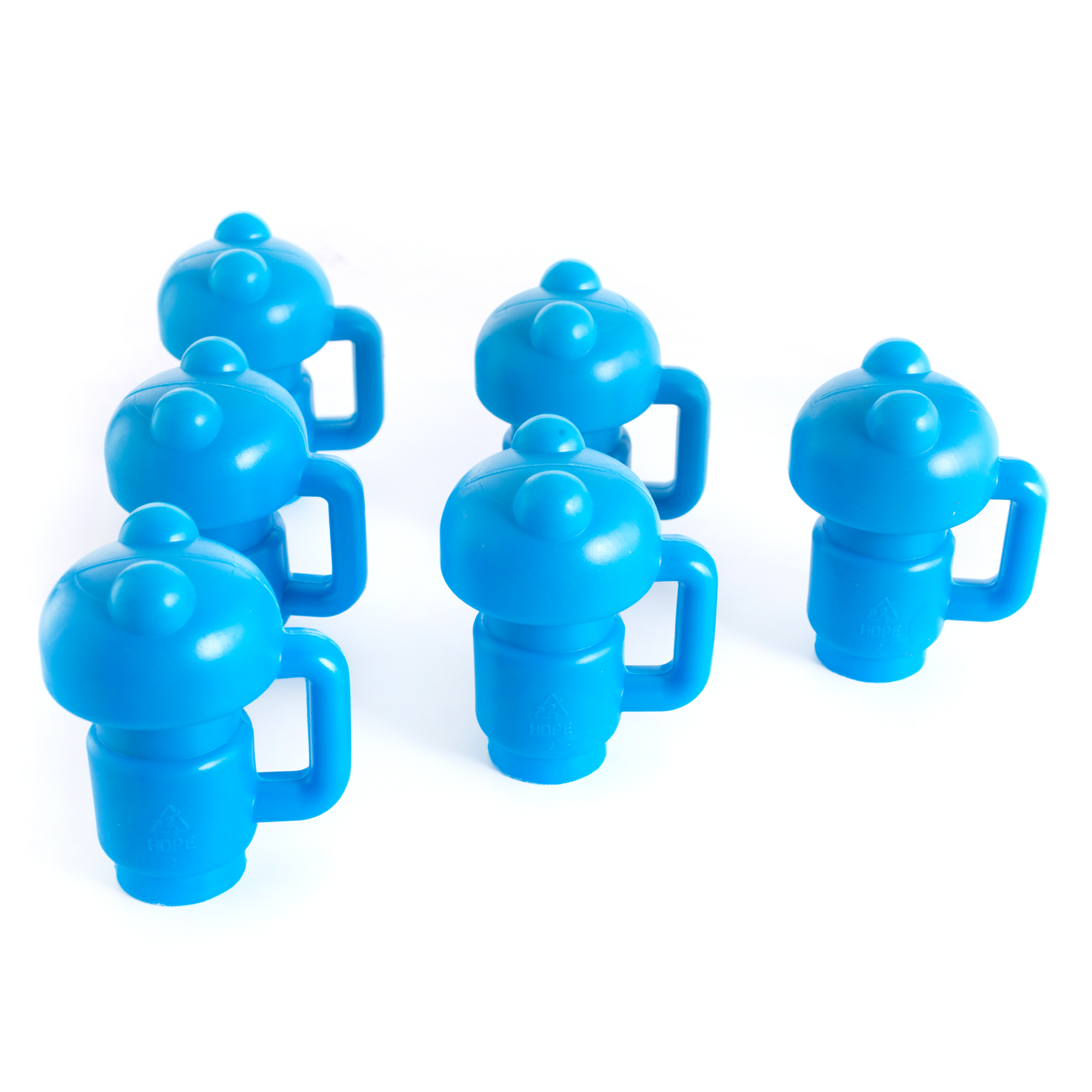 SkyBound Handled-Style Trampoline Pole Caps, Trampoline Safety Net Pole-Top Holders, 1.26 Inches, Set of 6 - Blue.