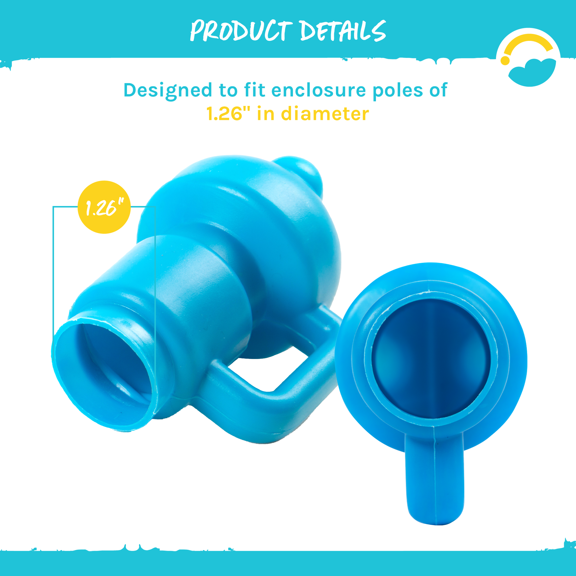 Product Details: Designed to fit enclosure poles of 1.26" in diameter.  