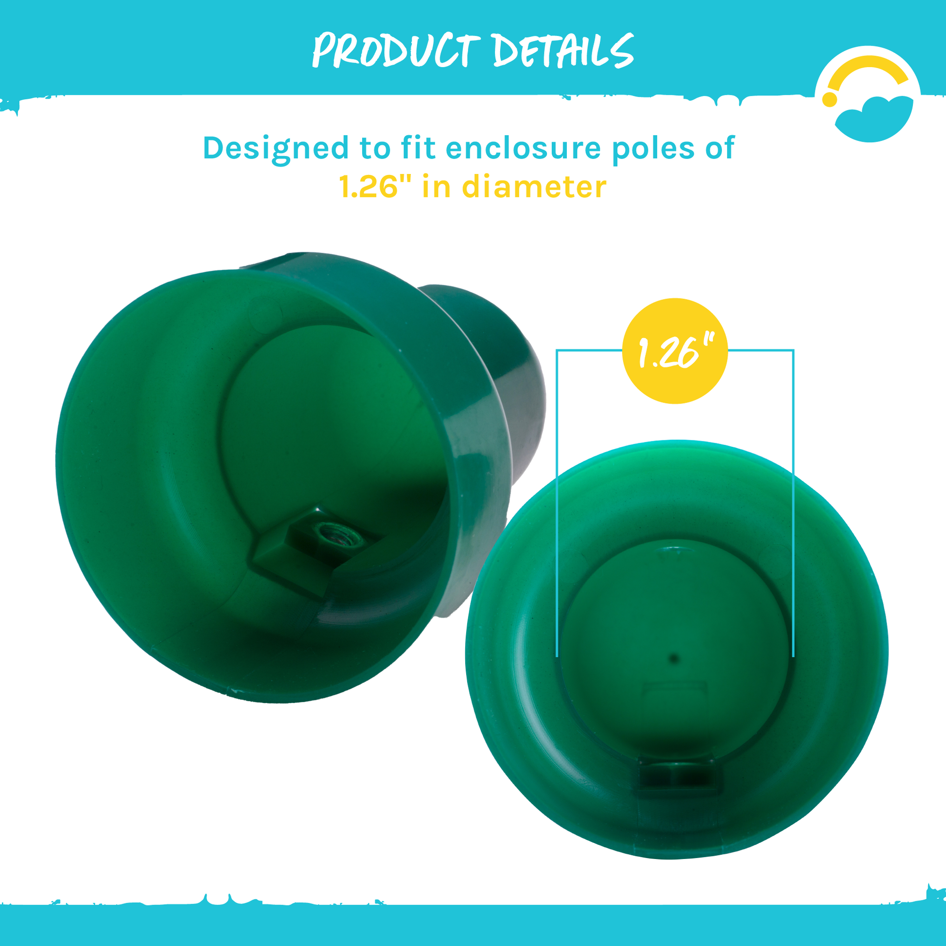 Product Details:  Designed to fit enclosure poles of 1.26" in diameter.  
