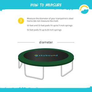 How to Measure: 1-Measure the diameter of your trampoline's steel frame (do not measure the mat). 12-foot and 15-foot pads fit up to 7 inch springs. 15-foot pads fit up to 8-inch springs.
